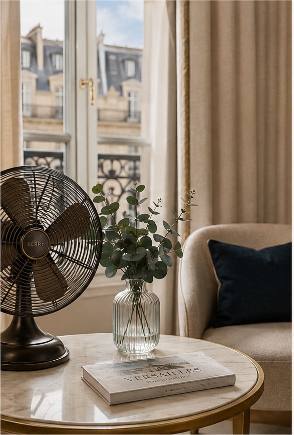 Ventilateur dans une chambre de l'Hôtel La Résidence du Berry